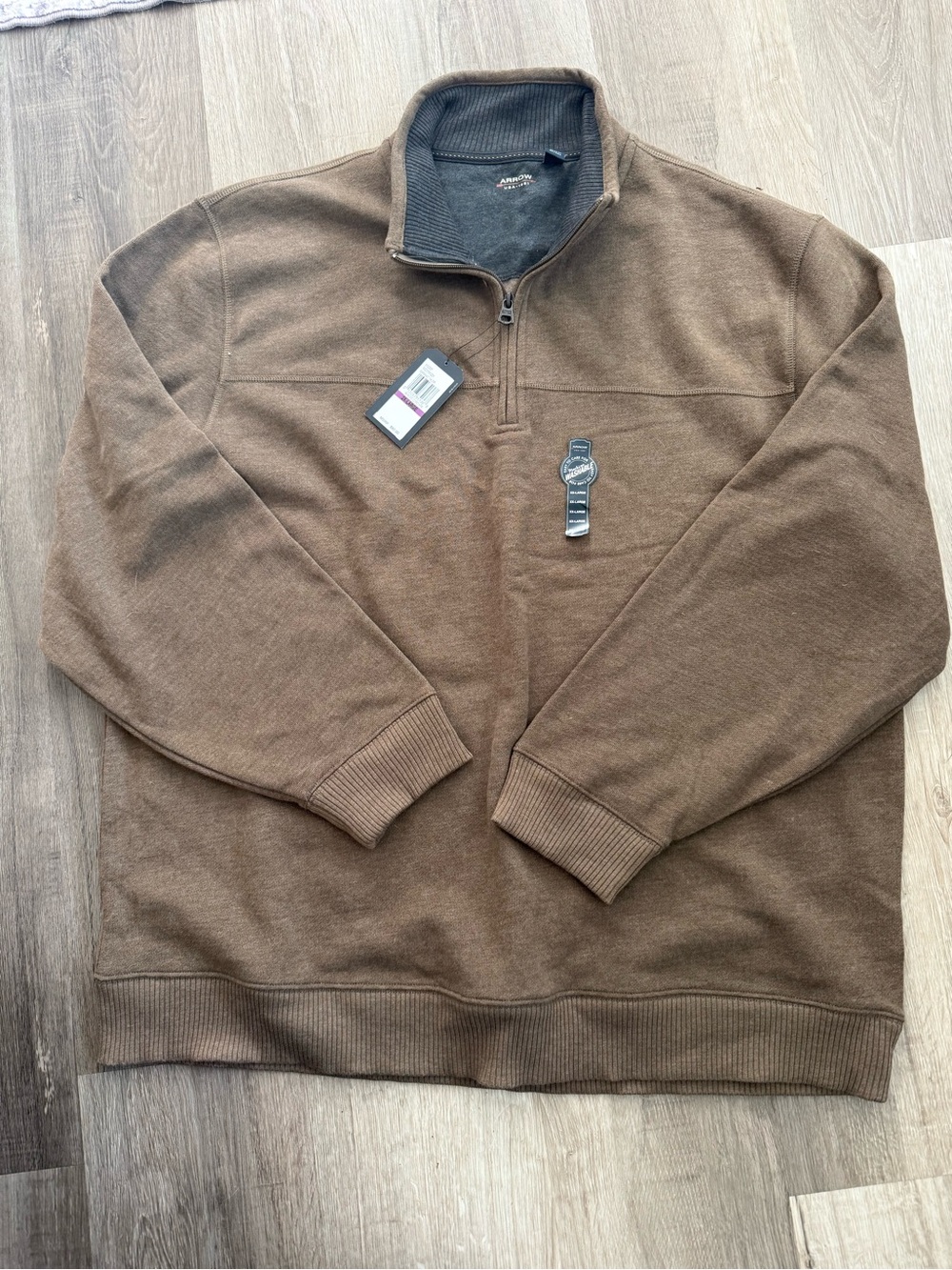 Arrow Men's Brown Half-Zip Sweatshirt XXL New